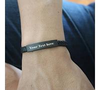 TEMU 1 pulsera de cuero personalizada grabada, pulsera de cuero tejida a medida, pulsera personalizada para hombres, pulsera de cuero trenzado para regalo