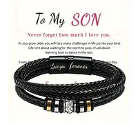 TEMU 1 pulsera de cuero trenzado para mi / - estaré contigo, pulsera inspiracional con hebilla, pulsera de cuero sintético trenzado para hombres