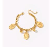 TEMU 1 pulsera de moda con cruz y colgante de ángel, acero inoxidable 304L hipoalergénico, ideal para uso diario y vacaciones, para adolescentes