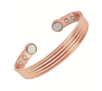 TEMU 1 pulsera magnética de cobre puro para mujeres, color dorado rosa, tamaño ajustable con diseño abierto, regalo de joyería para de la o
