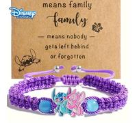 TEMU 1 pulsera tejida de Disney Stitch y , pulsera de pareja de de dibujos animados, adecuada para uso diario en todas , joyería de moda para mujeres, regalos de Halloween, Navidad y Año .