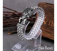 TEMU 1 Pulsera Vikingo de Cabeza de Lobo para Hombres - Joyería de Acero Inoxidable con Diseño Intrincado, Regalo Duradero y Moderno para o Aniversario