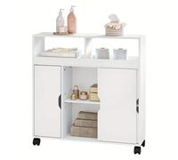 TEMU 1 pza. Mueble , Mueble de baño, Mueble de baño con ruedas, Carrito de baño con puertas correderas, Estante de baño con compartimentos abiertos, Mueble de baño, en MDF, 70x71.5x20 Cm,
