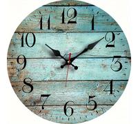 TEMU 1 pza. Reloj de pared de madera silencioso sin , verde , de madera agrietado, vintage, , decoración para el hogar, cocina, , oficina, funciona con pilas, pila AA no incluida.