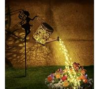 TEMU 1 Regadera Solar para Jardín de con Luces LED, Decoración Metálica Exterior en Cadena, Adecuada para Patio y Césped, Ideal como Regalo Festivo para , y