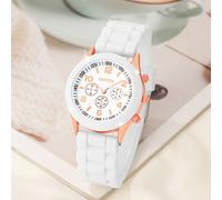 TEMU 1 reloj de cuarzo de moda para mujer con esfera decorativa, resistente a , sin batería, de aleación redonda, correa de silicona - Ideal para regalos de y fiestas de vacaciones, , damas