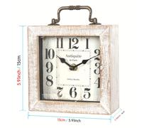 TEMU 1 reloj de mesa , Reloj vintage para estante o escritorio con vidrio decorativo en madera natural. Decoración y para sala, comedor u espacios laborales. ¡ regalo!