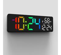 TEMU 1 Reloj de pared digital grande | Pantalla LED con conversión de color, USB, función de y - Ideal para regalos de Navidad y decoración de , negro, sin batería