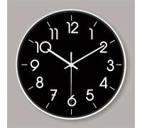 TEMU 1 reloj de pared pequeño de 8 pulgadas que mide 20 cm por 20 cm, con un diseño elegante en negro. reloj silencioso es para decorar tu , dormitorio, cocina u oficina, adecuado para Pascua, Año .