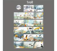 TEMU 1 Rollo/1 Bolsa de Cinta Washi, Material de Papel, Tema de Paisaje de Serie de de , Papelería, de Cuentas Manuales, Decoración de