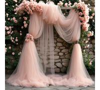TEMU 1 Rollo, 50m/164ft Tela de Tul de Poliéster Rosa Romántico | Ideal para , San Valentín y Decoraciones de , Respaldo de Sillas, Barandillas de Escaleras, Techo y Uso en