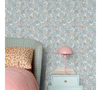 TEMU 1 Rollo de 3 metros de papel tapiz de vinilo autoadhesivo azul , impermeable, resistente al aceite y al , para decoración de paredes con flores, renovación de muebles y gabinetes clásicos.