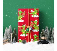 TEMU 1 Rollo de Papel de Regalo Navideño | con Diseño de Dinosaurios de Dibujos Animados, Ideal para Fiestas, Decoraciones y Envoltura de Regalos - 43cm × 500cm (17 Pulgadas × 16.4 Pies)