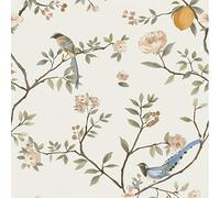 TEMU 1 Rollo de Papel Tapiz Autoadhesivo Elegante con Flores y Pájaros, Fácil de Pegar, Ideal para Cocina, Dormitorio, Sala, Armario, Decoración de Gabinetes, Regalo de Inauguración de Casa