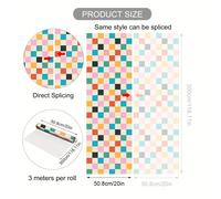 TEMU 1 Rollo de Papel Tapiz Autoadhesivo Removible - Diseño Moderno de Cuadrícula/Tablón/Rayas /Verticales Adecuado para Gabinetes, Encimeras, Paredes, Suelos - Mural de Vinilo (20x118 pulgadas)