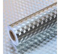 TEMU 1 rollo de papel tapiz PVC plateado -grasa de 0.12 mm de grosor - adhesivo autoadhesivo impermeable y resistente al para azulejos de cerámica, ideal para baño, cocina o paredes de