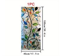 TEMU 1 Rollo de Película Decorativa para Ventanas Estilo con Hojas y , 45×100 cm, Material PVC Esmerilado, Adhesivo No para Hogar/Oficina/Sala/Baño/Cocina/Puerta