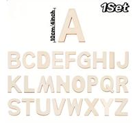 TEMU 1 Set de 4 - 26 del Alfabeto de Madera para Manualidades, para Decoración de , Sin Acabado para Pintar/Decoración de Pared/ para Tablero/