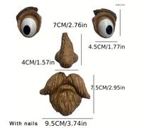 TEMU 1 Set de 4 de Árbol Características Faciales de Árbol - Decoración de Cara de Árbol de Resina para Exteriores, Estatua para Patio, de Halloween, Pascua, Jardín, Accesorios Decorativos