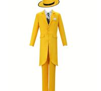 TEMU 1 Set de 5 piezas de disfraz para hombre | Sombrero de película de de con pluma sintética, traje de juego de para de disfraces de Halloween, tela sin elasticidad, corte holgado