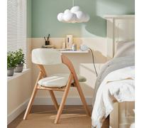 TEMU 1 Silla Plegable con Cojín de Madera, Ergonómica - Silla para Cocina u Oficina, Ideal para Comedor o Sala, Espacios Pequeños, Blanca - GTU03-X