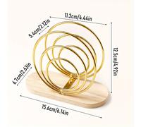 TEMU 1 soporte dorado para servilletas para hoteles y cafeterías, clip decorativo para pañuelos con base de madera vintage, almacenamiento vertical de servilletas para mesas.