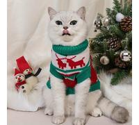 TEMU 1 suéter para mascotas con diseño de renos navideños, para gatos como para perros, para uso en interiores y exteriores.