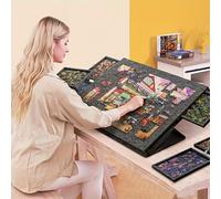 TEMU 1 tablero portátil y para rompecabezas con bandejas de clasificación, cajones, almacenamiento grande en fieltro, ideal para juegos familiares, base inclinada como regalo para niños