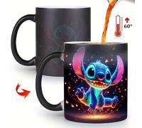 TEMU 1 taza de café mágica de 11 oz de Disney Stitch, de color con , diseño de galaxia, taza de cerámica para té, regalo original para y