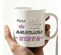 TEMU 1 taza de cerámica blanca de 11 oz con estampado a cara y mensaje en español " a maravillosa nietita", Taza de café "Para mi maravillosa Te " | Regalo de nietita de , Regalo de , , Navidad