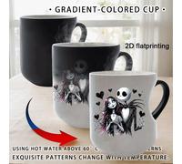 TEMU 1 taza de cerámica Disney Navidad Jack Skellington & Sally - Taza de color térmico y asa de , diseño en Tim, regalo coleccionable para bebidas calientes/frías