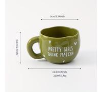 TEMU 1 taza de cerámica verde y blanca con forma irregular en , 230ml/7.8oz, ideal para matcha, , cappuccino, batidos e más - Regalo