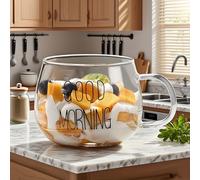 TEMU 1 taza de desayuno de vidrio de borosilicato con asa, taza para leche, taza de buenos días, taza para , taza de vidrio para microondas