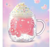 TEMU 1 taza de vidrio al vacío de capa de Sanrio Hello Kitty - Taza de café - Taza de helado, con un de gato, para el hogar, y viajes al