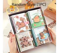 TEMU 1 ud./2 uds. Cuaderno de dibujos animados Capybara con páginas perforadas, , 65 hojas, ágatica y cierre magnético - Pack temático para papelería