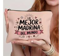 TEMU 1 ud. Bolsa de maquillaje con diseño "La Mejor " | Almacenamiento portátil de cosméticos, para viajes, vacaciones, negocios, camping y uso al , unisex-adulto, color