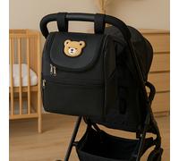 TEMU 1 ud. Bolsa organizadora para cochecito con adorno de oso adorable, caddy de pañales de almacenamiento multifuncional, para mamás de gran capacidad