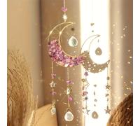 TEMU 1 ud. Cristal Luna Atrapasol, Colgante de Ventana Media Luna con de Vidrio, Decoración Atrapasol de Luz para el Hogar Jardín Patio