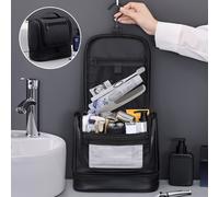 TEMU 1 ud. de un neceser espacioso con compartimento y niveles, diseñado para viajes y maquillaje, con un gancho para guardar cosméticos y artículos de tocador