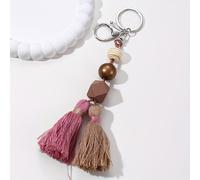 TEMU 1 ud. Llavero de borla bohemio, llavero de macramé , anillo para bolso, mochila, colgante para coche, para auriculares, accesorios, regalo para mujer