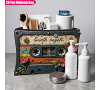 TEMU 1 ud. Neceser vintage para mujer con forma de cassette | Decoración de flores y piedras preciosas, estuche cosmético de viaje con cremallera, regalo portátil para y Navidad, diseño 2D