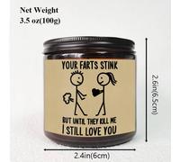 TEMU 1 vela de soja con a lavanda, tarro de cristal de 5,3 oz, regalo romántico para el , aniversario, San Valentín, día - Mensaje de amor humorístico, no necesita energía.