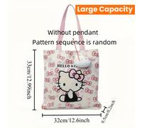 TEMU 1 x Bolso Tote Princesa Sanrio Hello Kitty - Bolso de Grande y Duradero de Lona con Diseño de Cara de Hello Kitty, Rosa y , Asa Resistente, /Bolso, Regalo Lindo para Navidad, Compras