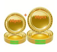 TEMU 10/20/40 platos de papel dorados | Platos desechables dorados de papel de aluminio de 7"/9" para fiestas, postres, comidas , , baby shower, vacaciones, picnic, graduación, cena de