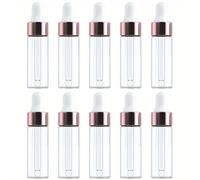 TEMU 10/20 piezas de botellas de miniatura, botellas de aceite vacías de vidrio, botellas con dorada , pipetas, botellas de 1 ml, 2 ml, 3 ml y 5 ml