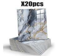 TEMU 10/20pcs LuxeMarble Piel y Pegatinas de Ducha, Paneles de Pared de PVC Impermeables, Decoración de Pared Cuadrada con Tema Espacial para Baño, Cocina, - 11.8"x11.8" Uso Interior