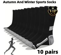 TEMU 10 , Calcetines Largos para , Tobilleros de Otoño/Invierno, Transpirables con Tecnología Anti-Humedad, Ideales para Running, Senderismo y Uso Casual, Material de Poliéster, Tejido de 168 Agujas