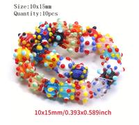 TEMU 10 Cuentas de Vidrio de en Colores Surtidos, Tamaños 8x11mm, 10x15mm y 12x15mm para Hacer Pulseras y Collares DIY