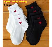 TEMU 10 de calcetines de tobillo impresos con diseño de amor, suaves, cómodos y transpirables, estilo versátil para deportes en verano y otoño/ y