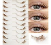 TEMU 10 de Marrones Medias, Suaves y Ligeras con Natural, Extensiones 3D Mink para Maquillaje Diario Reutilizables